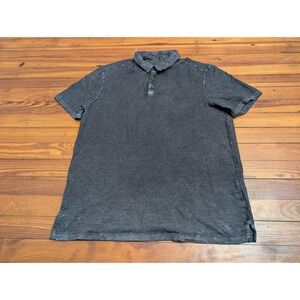 JOHN VARVATOS USA Mens Charcoal Washed Cotton Short Sleeve Polo Shirt Size L